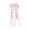 Bowknot Long Ribbon Alligator Hair Clip, with Random Color Tassels, Hanfu Hair Accessories for Teens Girls Gifts, Pink, 213~220x57~60x15~16mm, 2pcs/card