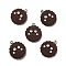 Opaque Resin Pendants, with Platinum Tone Iron Loops, Imitation Food, Biscuits with Face, Coconut Brown, 25x21.5x6mm, Hole: 2mm