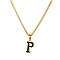 304 Stainless Steel Black Enamel Initial Pendant Twisted Chain Necklaces, Golden, Letter P, 15.75 inch(40cm)
