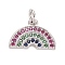 Cubic Zirconia Pendants, with Rack Plating Real 18K Gold Plated Brass Findings, with Jump Rings, Long-Lasting Plated, Lead Free & Cadmium Free, Rainbow, Platinum, 9.5x14x2mm, Jump Ring: 5x1mm, 3mm Inner Diameter