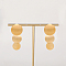 Brushed Round Stainless Steel Dangle Stud Earring, for Women, Real 18K Gold Plated, 55x24mm