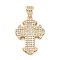 Brass Micro Pave Cubic Zirconia Pendants, Cadmium Free & Lead Free, Cross Charms, Real 16K Gold Plated, 28.5x20.5x3.5mm, Hole: 5mm