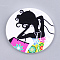 Printed Wooden Big Pendants, Dyed, Flat Round with Fashion Lady, Colorful, 60x2.5mm, Hole: 1.5mm