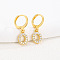 Brass Micro Pave Clear Cubic Zirconia Hoop Earrings, Golden, Letter O, 25x8mm