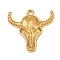 304 Stainless Steel Pendants, Cattle Skull Charms, Golden, 19.5x21x5mm, Hole: 1.5mm