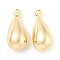 Brass Pendants, Cadmium Free & Nickel Free & Lead Free, Teardrop Charms, Real 18K Gold Plated, 24x10x9mm, Hole: 2mm