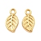 Brass Pendants, Leaf Charms, Nickel Free, Long-Lasting Plated, Real 18K Gold Plated, 10x5x2mm, Hole: 1.2mm