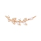 Brass Pave Clear Cubic Zirconia Connector Charms, Olive Branch Links, Light Gold, 10x31.5x3mm, Hole: 1.2mm