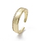 Rack Plating Brass Micro Pave Cubic Zirconia Open Cuff Rings, Cadmium Free & Nickel Free & Lead Free, Real 18K Gold Plated, US Size 7 1/2(17.7mm)