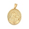 304 Stainless Steel Pendants, Oval with Virgin Mary Charm, Real 18K Gold Plated, 36x26x5.5mm, Hole: 8x4mm