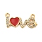 304 Stainless Steel Crystal Rhinestone Pendants, Enamel Style, Word Love, Real 18K Gold Plated, 12x27x2mm, Hole: 1.8mm