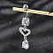 Alloy Crystal Rhinestone Dangle Curved Barbell Belly Rings, with 304 Stainless Steel Pins, Platinum & Stainless Steel Color, Heart, 43.5mm, Pin: 1.6mm
