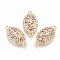 Alloy Rhinestone Links connectors, with Enamel, Oval with Evil Eye, Light Gold, 26x13.5x2.5mm, Hole: 1.8mm