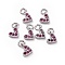 Brass Micro Pave Cubic Zirconia Charms, Long-Lasting Plated, Lead Free & Nickel Free & Cadmium Free, Heart, Hot Pink, Real Platinum Plated, 9.5x6.5x2mm, Hole: 1mm.