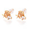 Shell Shape & Starfish Brass Micro Pave Clear Cubic Zirconia Stud Earrings, Long-Lasting Plated, Nickel Free, Real 18K Gold Plated, 8.5x8.9mm, Pin: 0.7mm