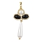 Glass Pearl Big Pendants, with Acrylic & Seed Beads & Golden Brass Findings, Cross, Black, 68x31x10mm, Hole: 4x4mm