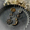 Sun with Moon Gothic Style Alloy Dangle Earrings, Antique Bronze, 80x25mm