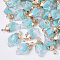 Resin Pendants, Imitation Quartz, with Top Light Gold Plated Iron Loops, Nuggets, Pale Turquoise, 20~21x11x6mm, Hole: 1.8mm