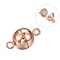 Rack Plating Brass Magnetic Clasps with Loops, N45 Grade Strong Magnet, Long-Lasting Plated, Round, Real Rose Gold Plated, 14.5x8mm, Hole: 1.6mm