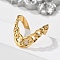 304 Stainless Steel Curb Chain Open Cuff Rings, Real 18K Gold Plated, 16.5mm, Inner Diameter: Adjustable