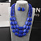 Bohemian Style Acrylic Faceted Rectangle Beaded Multilayer Necklaces & Dangle Earrings Sets, Royal Blue, 420mm