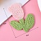 Tulip Flower Shape Polyester Knitted Appliques, Costume Hat Bag Ornament Accessories, Pink, 78x62x2.5mm