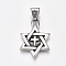 Tibetan Style Alloy Pendants, for Jewish, Star of David with Cross, Antique Silver, 42.5x29.5x4.5mm, Hole: 10.5x6.5mm
