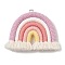 Polypropylene Pendants, with Alloy Findings, Rainbow, Flamingo, 57~60x66~71x8~9mm, Hole: 5mm