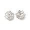 Flower Brass Clear Cubic Zirconia Bead Caps, Long-Lasting Plated, Cadmium Free & Lead Free, Rack Plating, Platinum, 14.5x5mm, Hole: 1.6mm