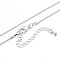 Rack Plating Brass Snake Chain Necklaces, with Lobster Claw Clasps and End Chains, Silver Plating Thickness, Silver Color Plated, 16 inch, 1mm
