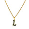 304 Stainless Steel Black Enamel Initial Pendant Twisted Chain Necklaces, Golden, Letter L, 15.75 inch(40cm)