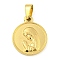 Ion Plating(IP) 304 Stainless Steel Pendants, Religious Theme Charm, Flat Round with Virgin Mary, Golden, 18.5x15x2.5mm, Hole: 5x3mm