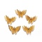 Brass Pendants, with Rhinestone,  Long-Lasting Plated, Butterfly, Golden, 27x35x7.5mm, Hole: 1.2mm