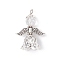 Glass Pendants, with Tibetan Style Alloy Pendants, Angel, Antique Silver, 29.5x22x15mm, Hole: 2.5mm