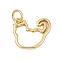 Brass Charms, Cat Shape, with Jump Ring, Cadmium Free & Lead Free, Rack Plating, Long-Lasting Plated, Real 18K Gold Plated, 13x15x1.5mm, Hole: 3.6mm