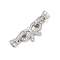 Brass Micro Pave Clear Cubic Zirconia Fold Over Clasps, Long-Lasting Plated, Rack Plating, Bowknot, Platinum, 32mm