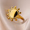 Personality Special-Interest 304 Stainless Steel Finger Rings for Women, Golden, Sun, Inner Diameter: 18mm