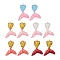 10Pcs 5 Colors Gradient Color Resin Pendants, Mermaid Tail Charms, with Glitter Powder and Platinum Tone Iron Loops, Mixed Color, 46x30x6mm, Hole: 2mm, 2pcs/color