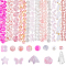 Transparent Glass Beads, Mixed Styles, Mixed Shapes, Pink, 6~20x6~14.5x4.5~12mm, Hole: 1~1.8mm, 370pcs/set