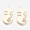 Brass Pendants, Face, Nickel Free, Real 18K Gold Plated, 20x11x0.5mm, Hole: 1mm