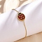 304 Stainless Steel Cable Chain Charm Bracelets for Women, Enamel Beetle Charms, Ion Plating(IP), Real 18K Gold Plated, 6-3/4 inch(17cm)