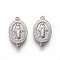 Tarnish Resistant 304 Stainless Steel Links connectors, Oval with Saint, Stainless Steel Color, 15x8.5~8.6x1.8mm, Hole: 0.8mm