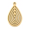 304 Stainless Steel Pendants, Laser Cut, Teardrop Charm, Real 18K Gold Plated, 23.5x13x1mm, Hole: 1.2mm
