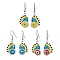 304 Stainless Steel Dangle Earring, with Seed Glass and Lampwork, Fish, Mixed Color, 40x15mm