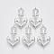 Brass Micro Pave Clear Cubic Zirconia Links Connectors, Cadmium Free & Lead Free, Anchor, Platinum, 31x15.5x2.5mm, Hole: 1.6mm