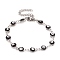Enamel Oval with Evil Eye Link Chains Bracelet, 304 Stainless Steel Jewelry for Women, Stainless Steel Color, Black, 6-1/2 inch(16.5cm)