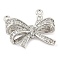 Rack Plating Brass Micro Pave Cubic Zirconia Pendants, Cadmium Free & Lead Free, Bowknot, Platinum, 18x21x5mm, Hole: 1.4mm