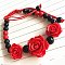 Rose Adjustable Cinnabar Braided Bead Bracelets, Feng Shui Energy Bracelets for Women, Red, 7-1/8 inch(18cm)