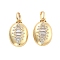 Brass Pave Clear Cubic Zirconia Pendants, Cadmium Free & Lead Free, with Jump Ring, Golden, Oval, 21x14x7.5mm