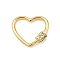 304 Stainless Steel Keychain Clasps, Screw Carabiner Lock Charms, Ion Plating(IP), Heart with Word LOVE, Golden, 26x29.5x5.5mm, Inner Diameter: 18x23.5mm